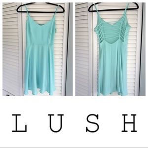 Aqua Blue Lush Chiffon Skater Dress